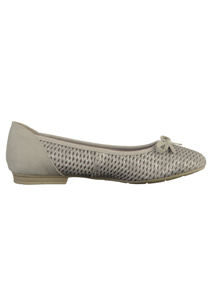 Jana Ballerinas Leder/Textil Grau/Silber - surf4shoes