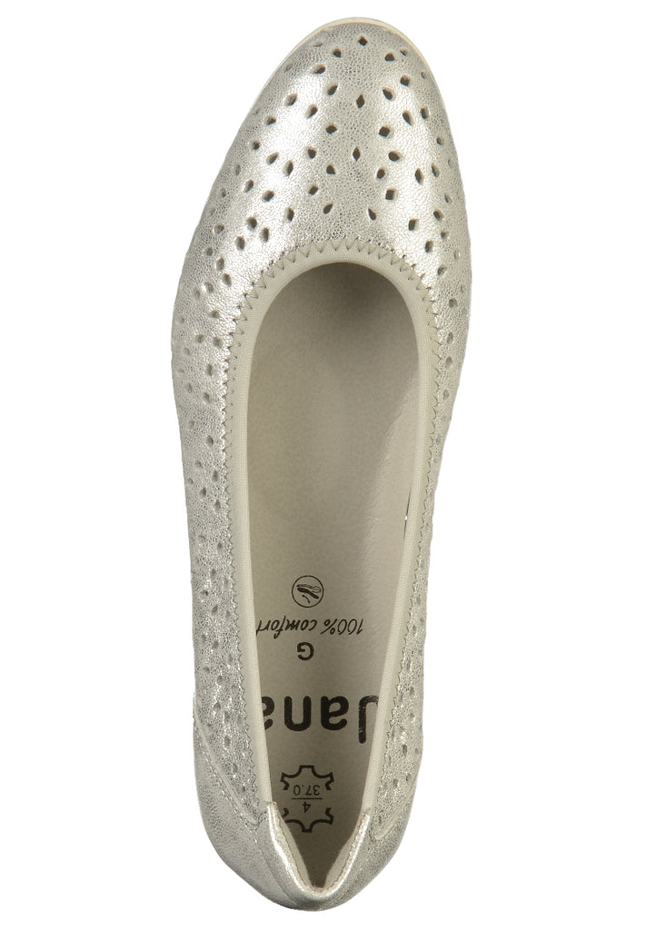 Jana Ballerinas Leder Silber - surf4shoes