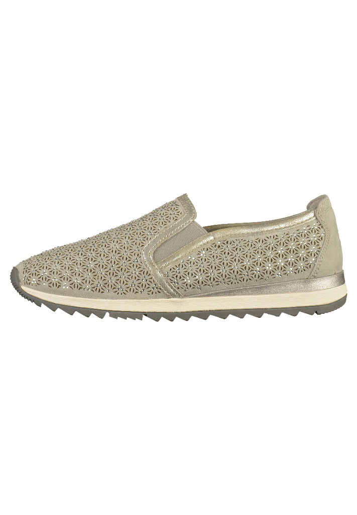 Jana Slipper Lederimitat/Textil Hellgrau - surf4shoes