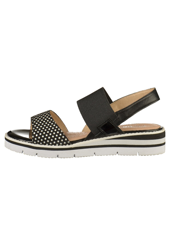 Caprice Sandalen Leder/Textil Schwarz/Weiß - surf4shoes