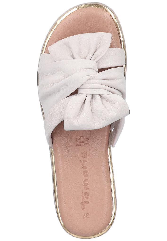 Tamaris Pantoletten Leder Elfenbein - surf4shoes