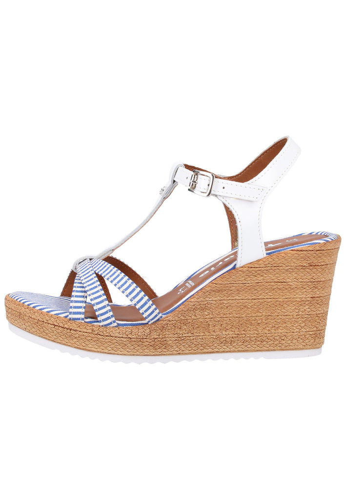 Tamaris Sandalen Leder/Textil Weiß/Blau - surf4shoes