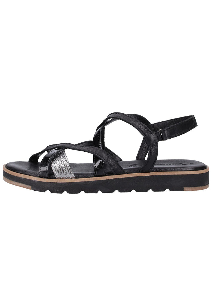 Tamaris Sandalen Leder Schwarz/Silber - surf4shoes