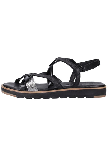 Tamaris Sandalen Leder Schwarz/Silber - surf4shoes