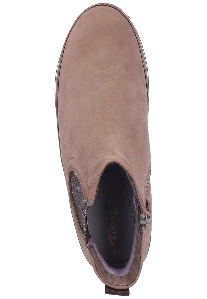 Tamaris Stiefelette Veloursleder/Textil Taupe Warmfutter - surf4shoes