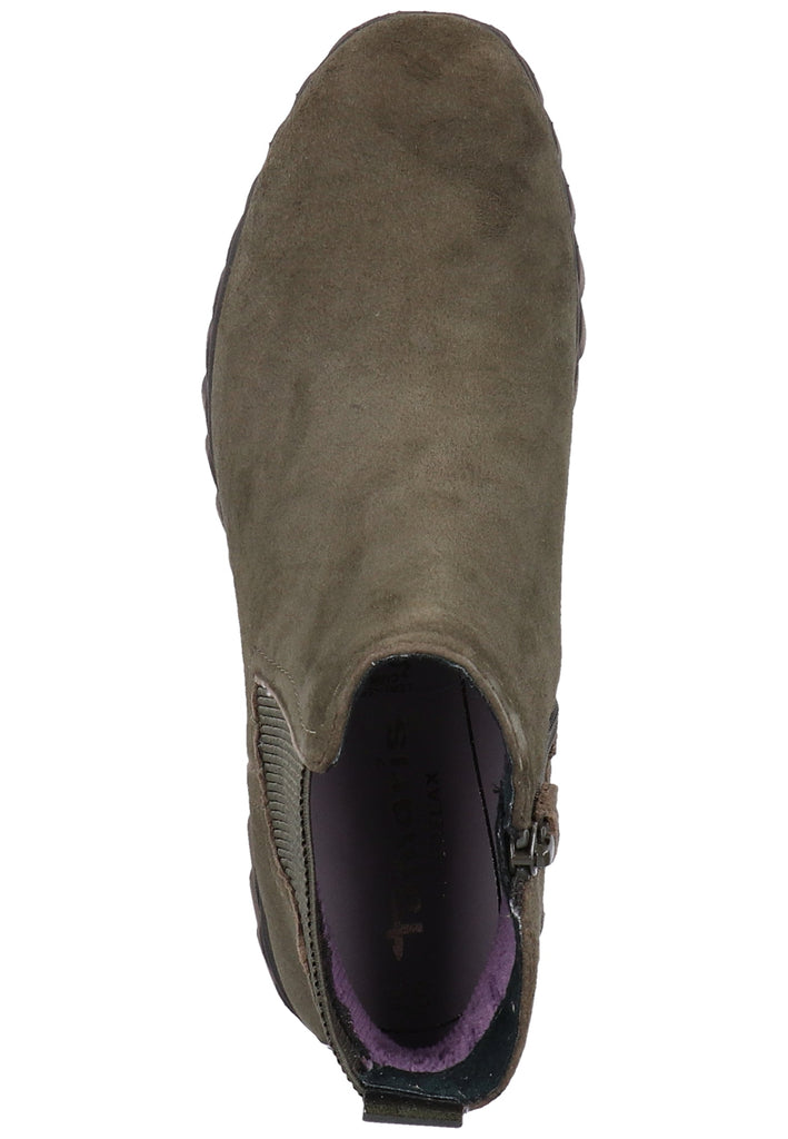 Tamaris Stiefelette Veloursleder Olive - surf4shoes