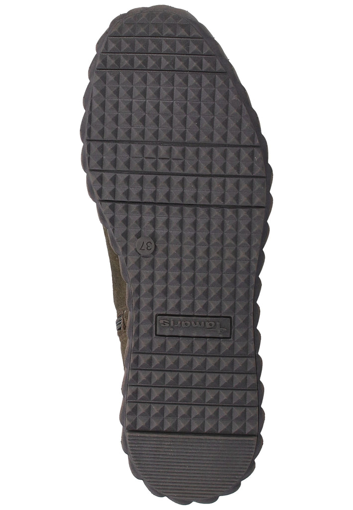 Tamaris Stiefelette Veloursleder Olive - surf4shoes