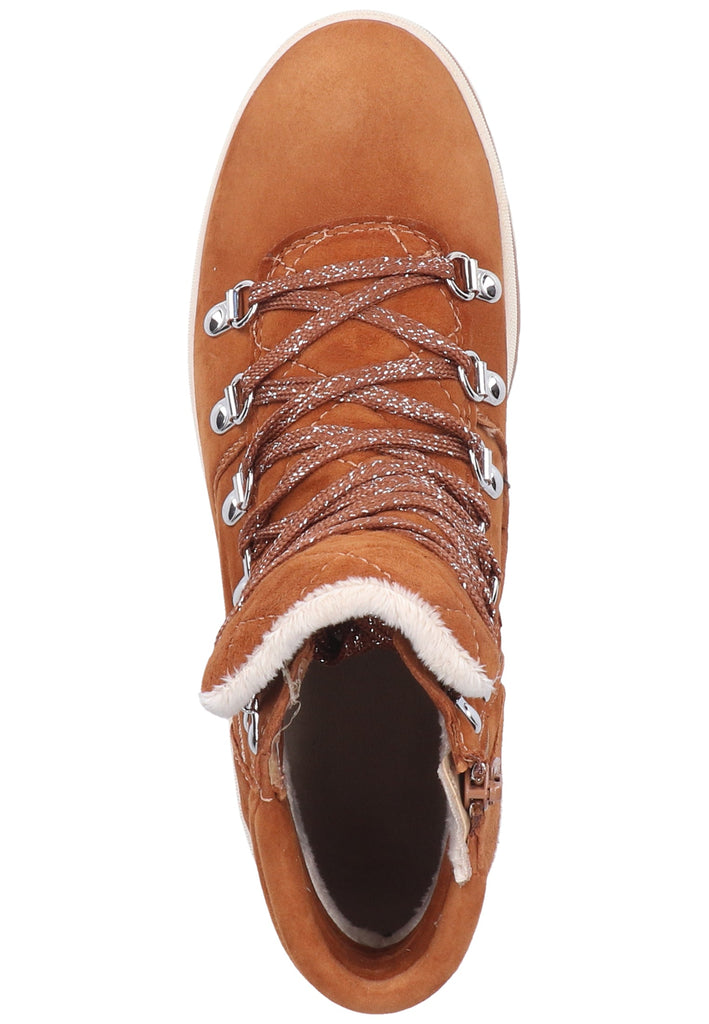 Tamaris Stiefelette Veloursleder Cognac Warmfutter - surf4shoes