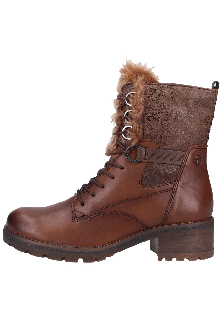 Tamaris Stiefelette Leder/Textil Dunkelbraun Warmfutter - surf4shoes