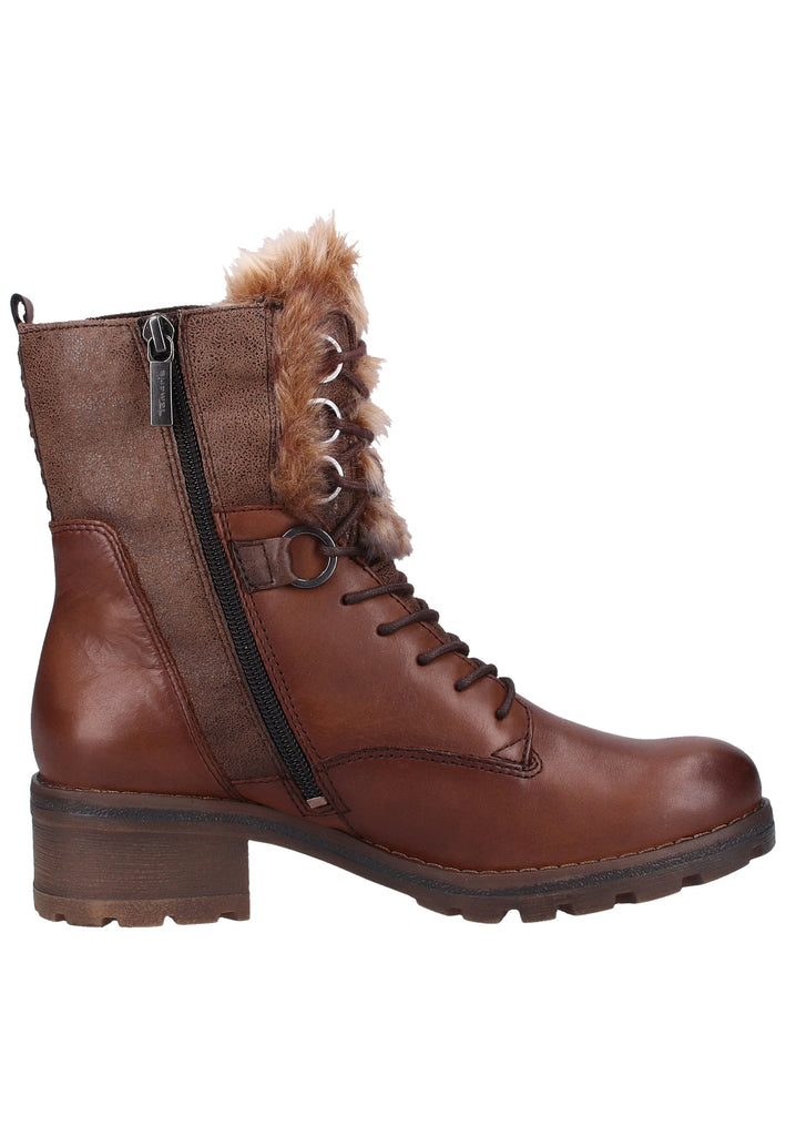 Tamaris Stiefelette Leder/Textil Dunkelbraun Warmfutter - surf4shoes