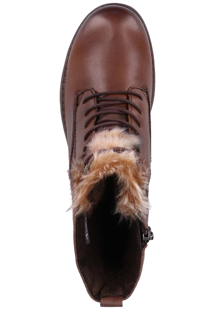 Tamaris Stiefelette Leder/Textil Dunkelbraun Warmfutter - surf4shoes