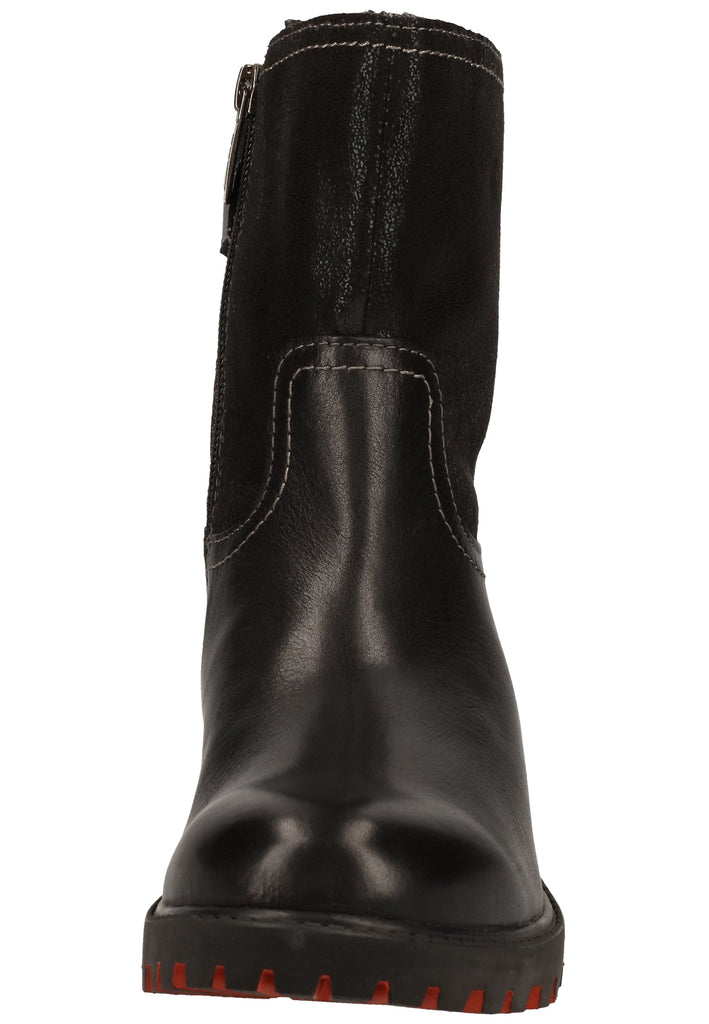Tamaris Stiefelette Leder/Textil Schwarz/Orange Warmfutter - surf4shoes