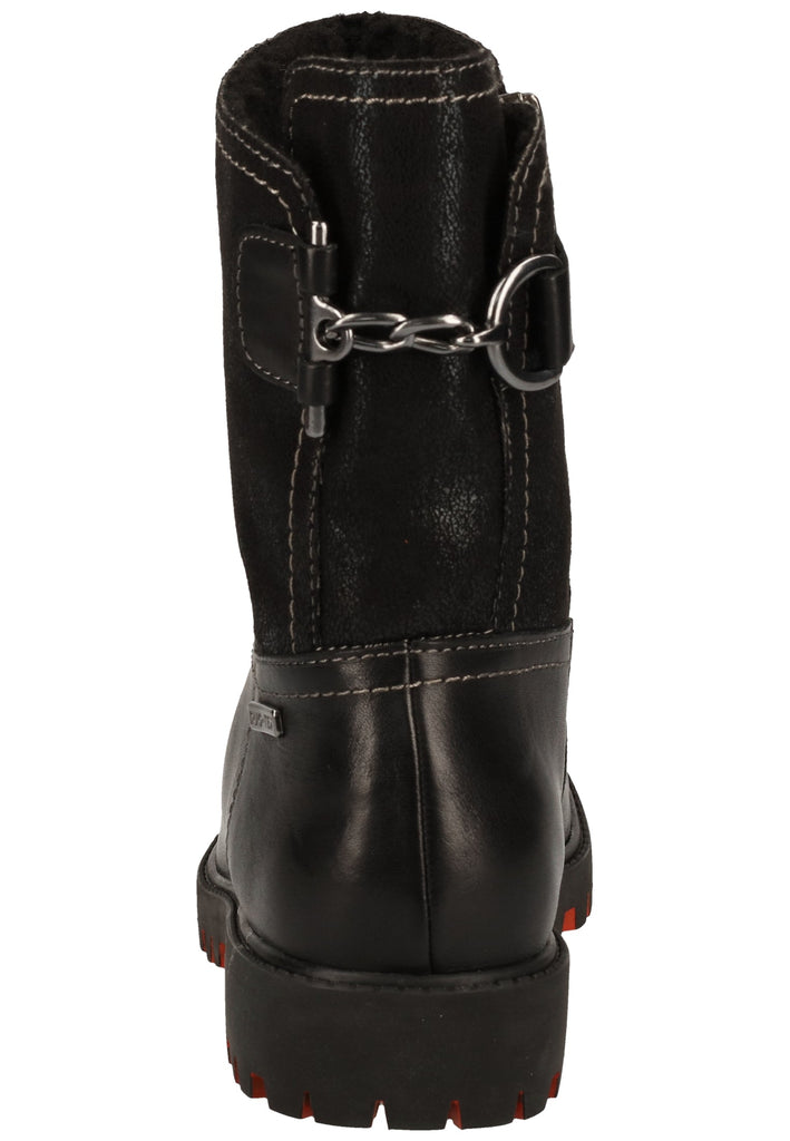 Tamaris Stiefelette Leder/Textil Schwarz/Orange Warmfutter - surf4shoes