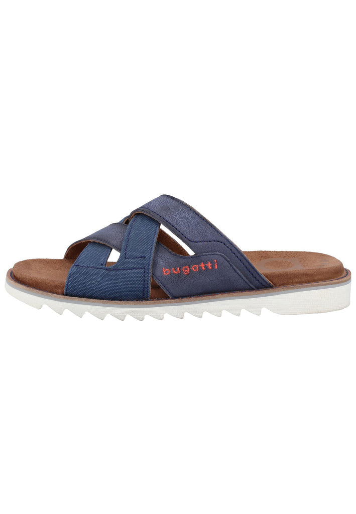 Bugatti Pantoletten Nubukleder/Textil Blau - surf4shoes