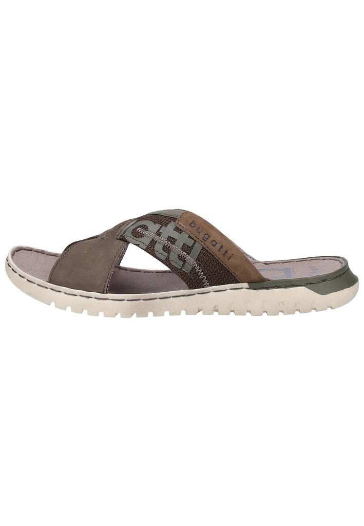 Bugatti Pantoletten Nubukleder/Textil Dunkelgrün - surf4shoes