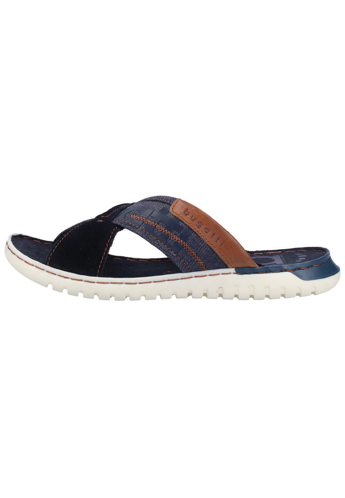 Bugatti Pantoletten Veloursleder/Textil Dunkelblau - surf4shoes