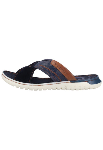 Bugatti Pantoletten Veloursleder/Textil Dunkelblau - surf4shoes