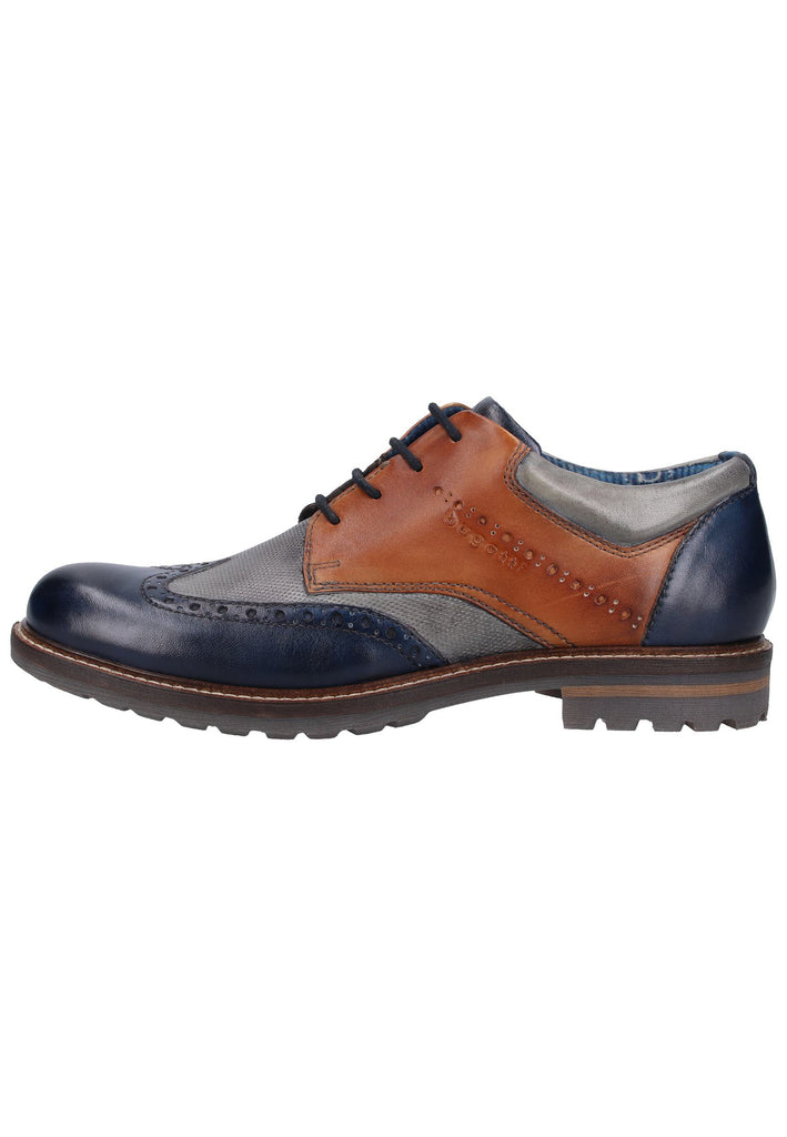 Bugatti Halbschuhe Glattleder Dunkelblau/Braun - surf4shoes