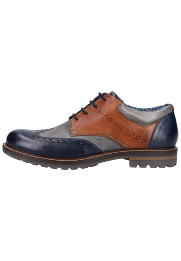 Bugatti Halbschuhe Glattleder Dunkelblau/Braun - surf4shoes