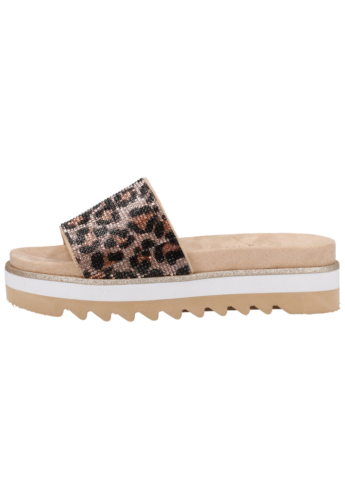 Bugatti Pantoletten Textil Beige/Schwarz - surf4shoes