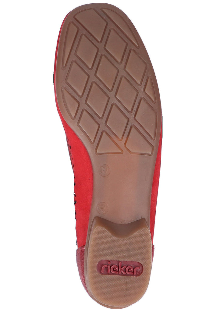 Rieker Slipper Glattleder Rot - surf4shoes