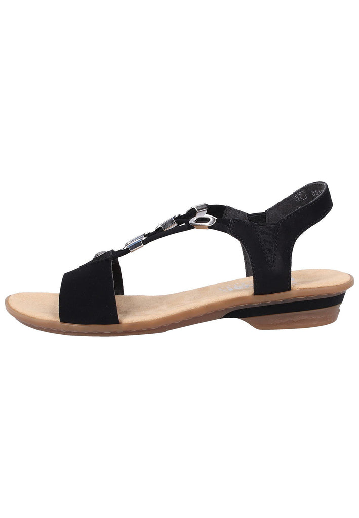 Rieker Sandalen Lederimitat Schwarz - surf4shoes