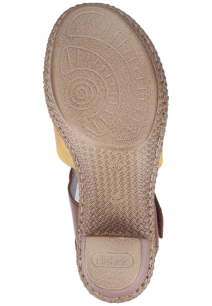 Rieker Sandalen Glattleder Gelb/Braun - surf4shoes