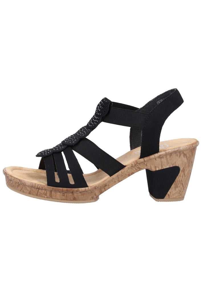 Rieker Sandalen Lederimitat Schwarz - surf4shoes
