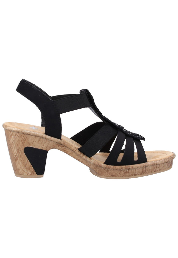 Rieker Sandalen Lederimitat Schwarz - surf4shoes
