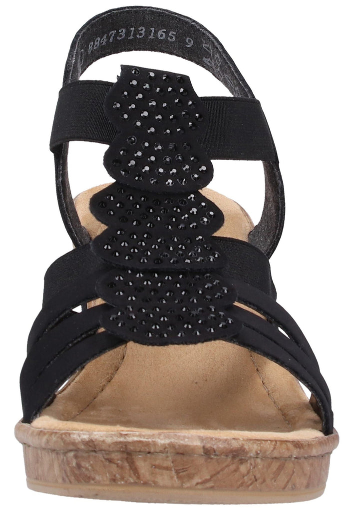 Rieker Sandalen Lederimitat Schwarz - surf4shoes