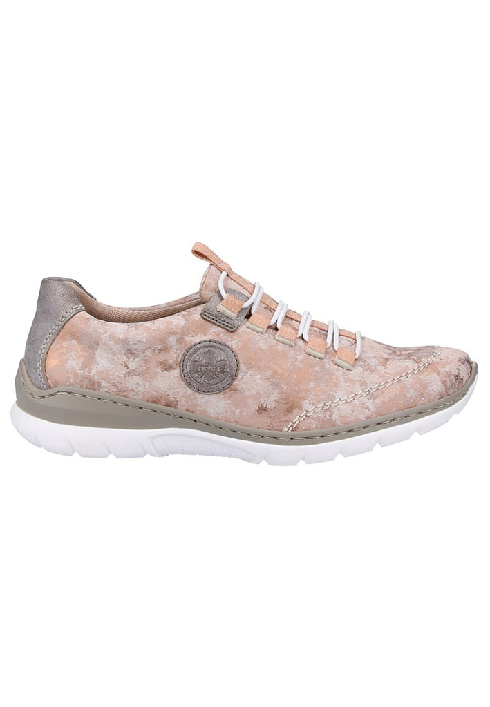 Rieker Halbschuhe Lederimitat Rosa/Grau - surf4shoes