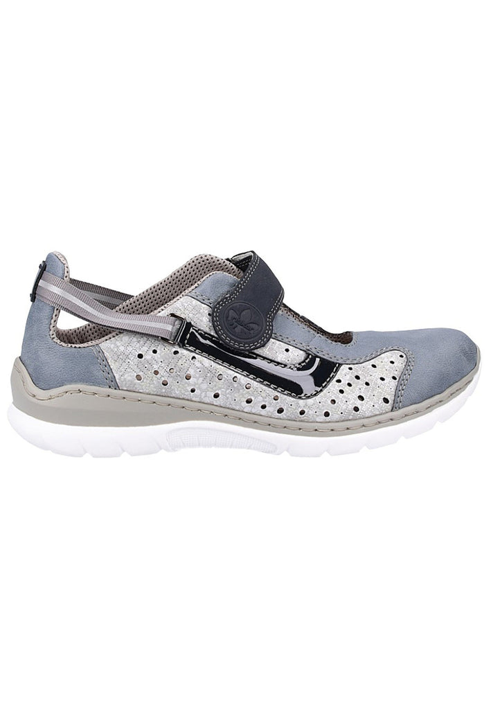 Rieker Halbschuhe Lederimitat Silber/Blau - surf4shoes