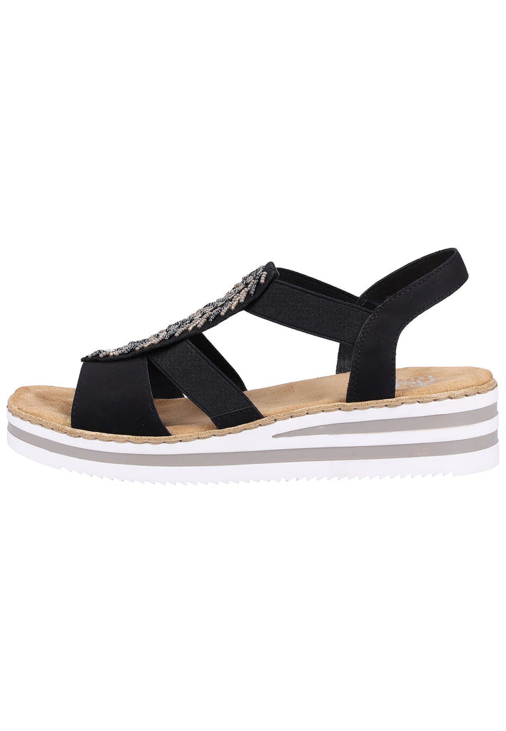 Rieker Sandalen Lederimitat Schwarz - surf4shoes