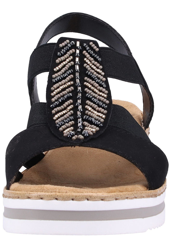 Rieker Sandalen Lederimitat Schwarz - surf4shoes