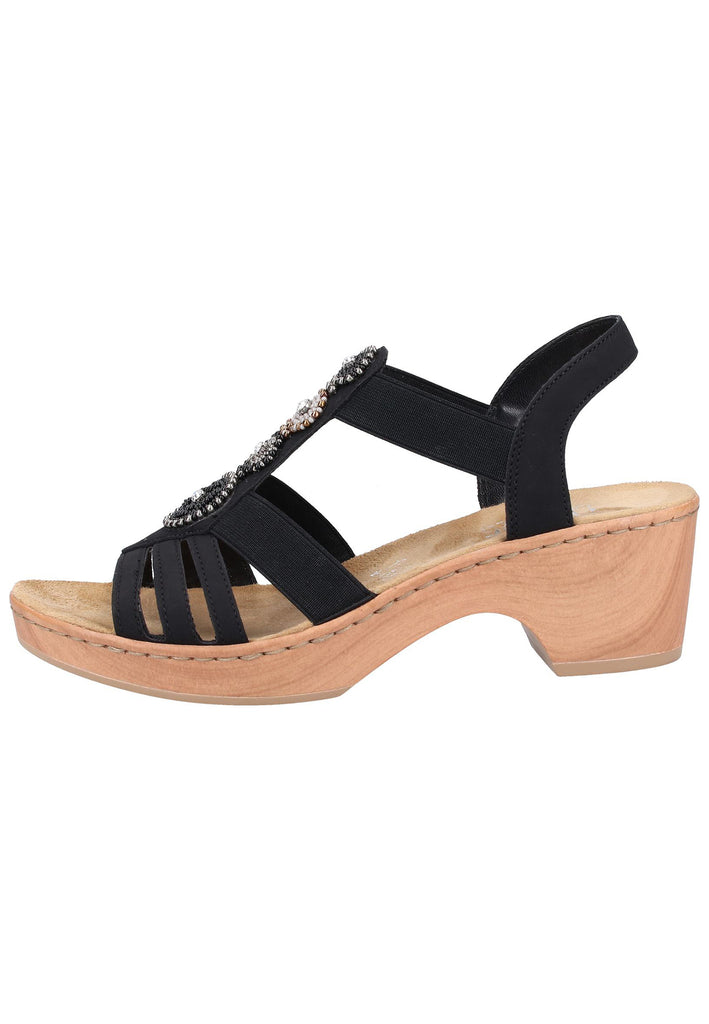 Rieker Sandalen Lederimitat Schwarz - surf4shoes