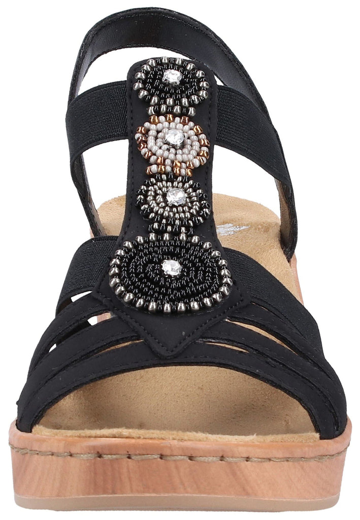 Rieker Sandalen Lederimitat Schwarz - surf4shoes
