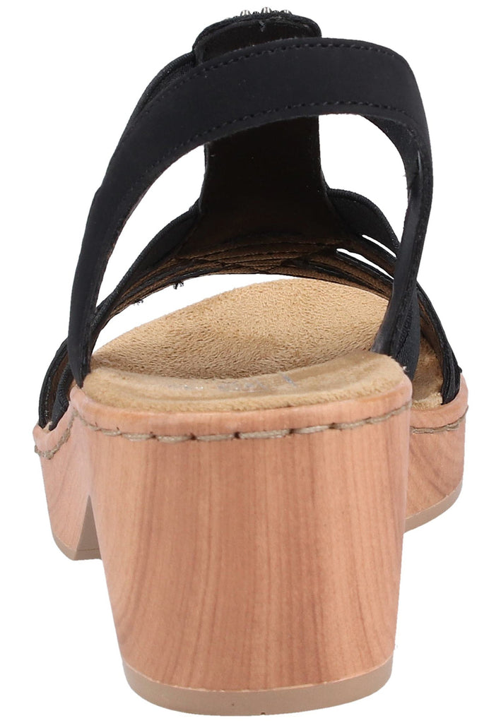Rieker Sandalen Lederimitat Schwarz - surf4shoes