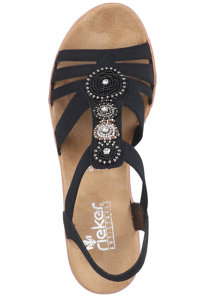 Rieker Sandalen Lederimitat Schwarz - surf4shoes