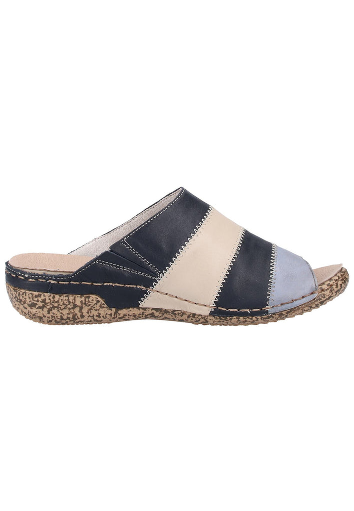 Rieker Pantoletten Glattleder Blau - surf4shoes