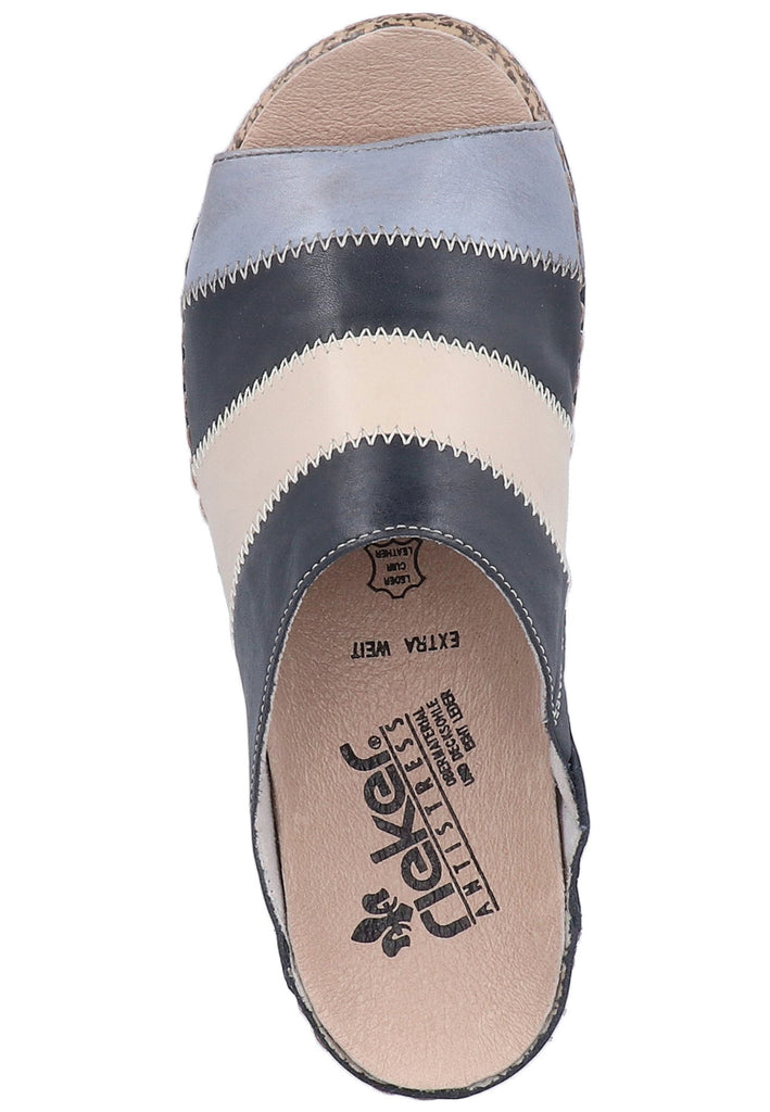 Rieker Pantoletten Glattleder Blau - surf4shoes