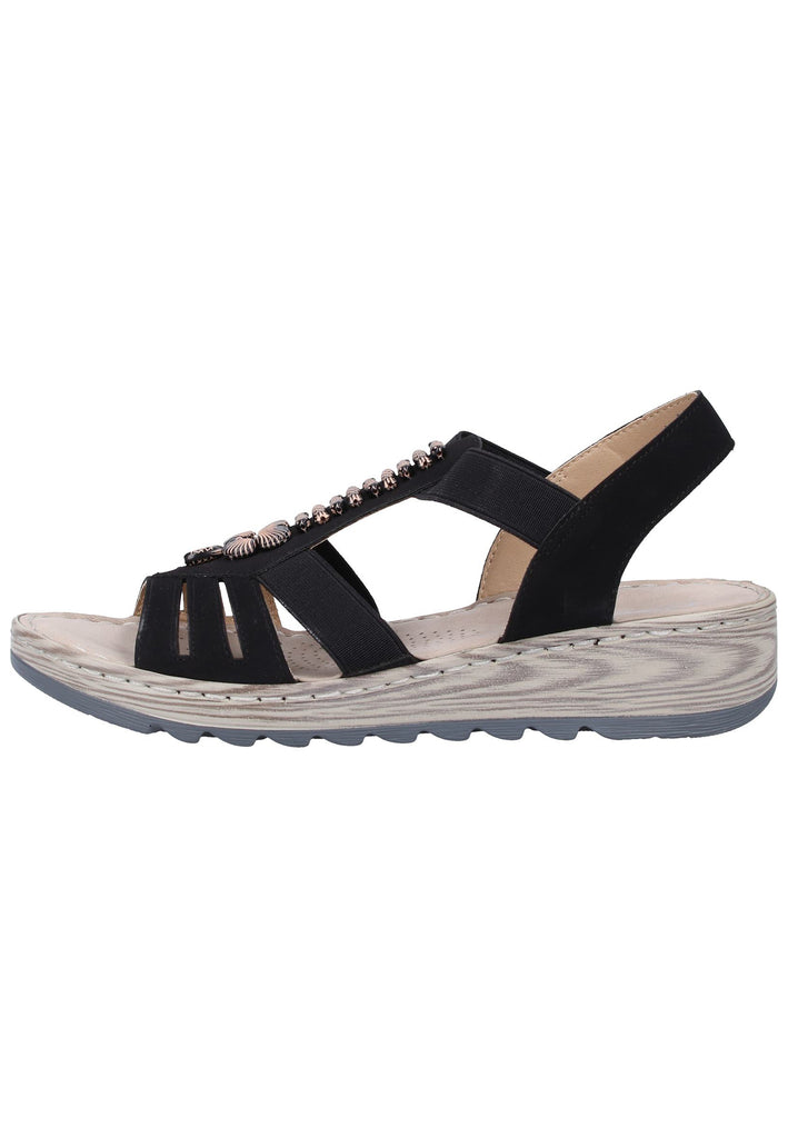 Rieker Sandalen Lederimitat Schwarz - surf4shoes