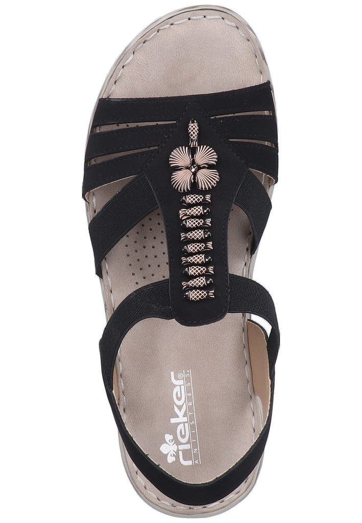 Rieker Sandalen Lederimitat Schwarz - surf4shoes
