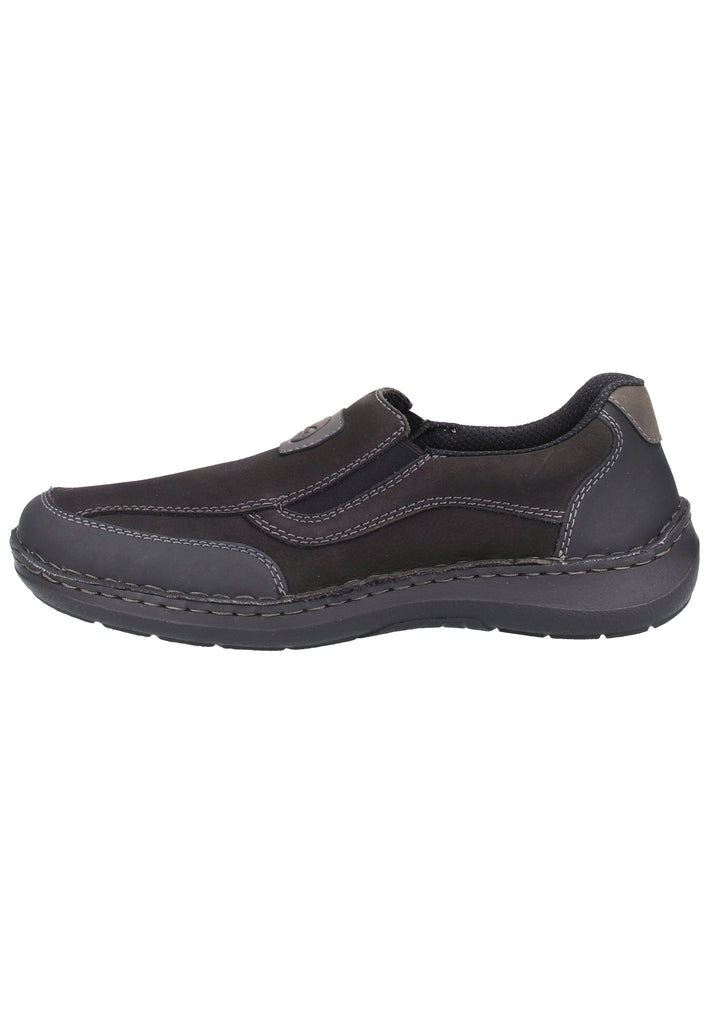 Rieker Slipper Glattleder Schwarz - surf4shoes