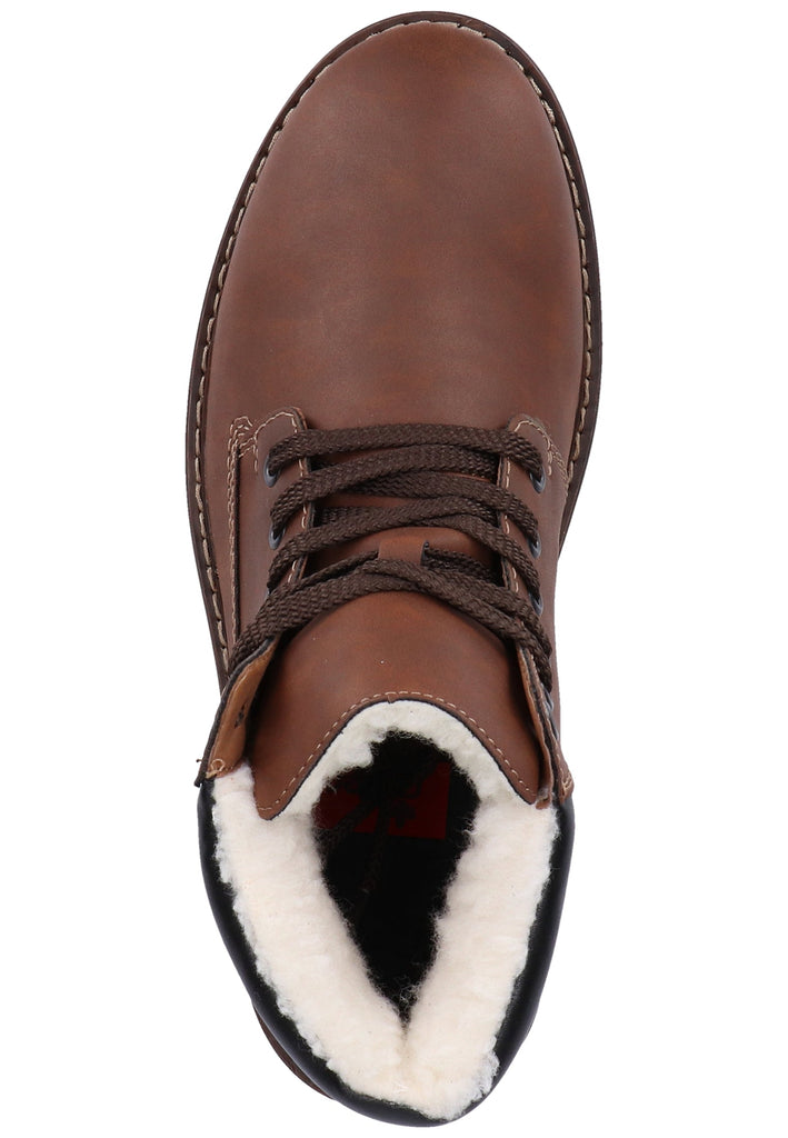 Rieker Stiefelette Lederimitat Braun/Schwarz Warmfutter - surf4shoes