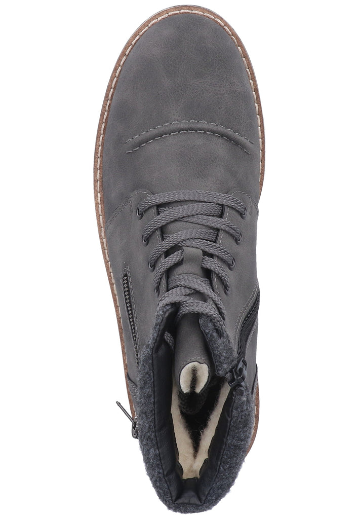 Rieker Stiefelette Lederimitat Anthrazit Warmfutter - surf4shoes