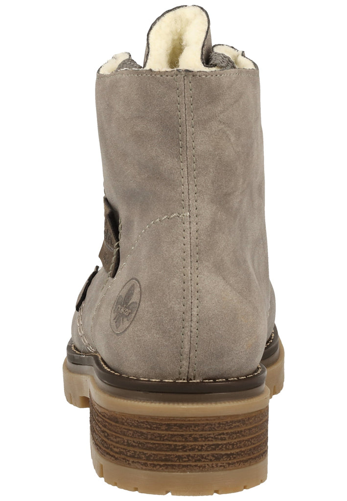Rieker Stiefelette Lederimitat Grau Warmfutter - surf4shoes