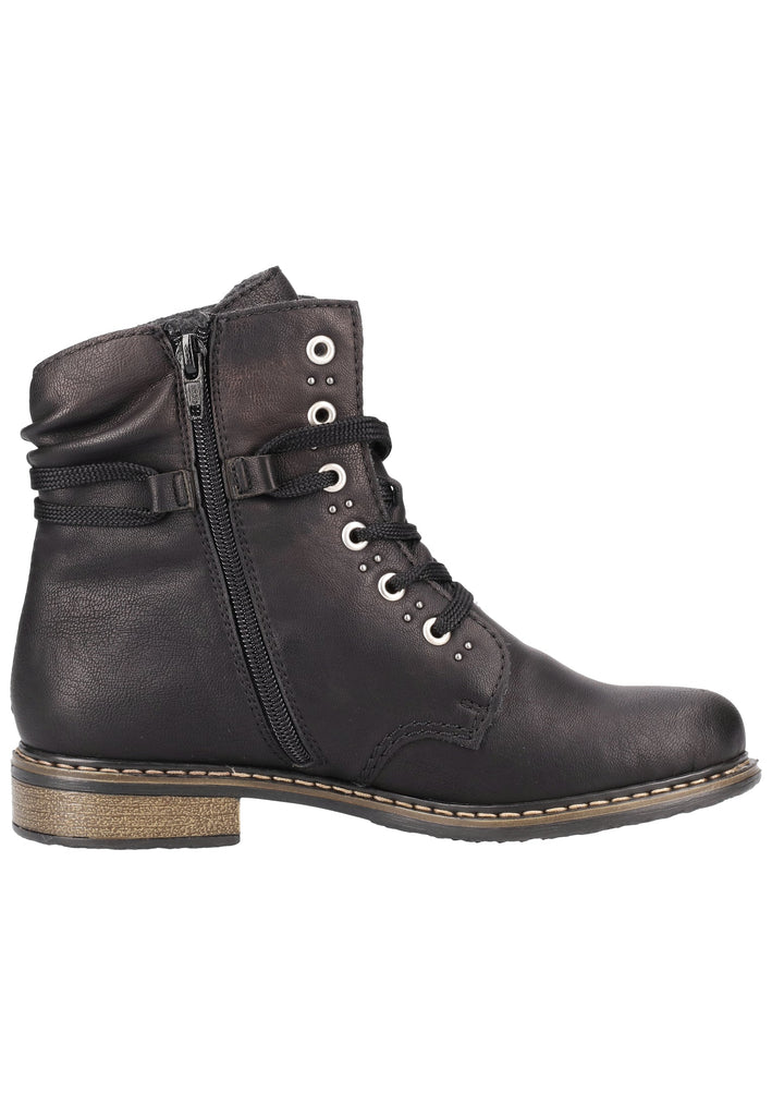 Rieker Stiefelette Lederimitat Schwarz - surf4shoes