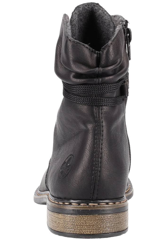 Rieker Stiefelette Lederimitat Schwarz - surf4shoes