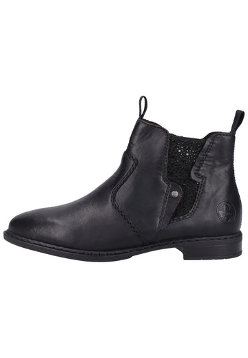 Rieker Stiefelette Glattleder Schwarz - surf4shoes