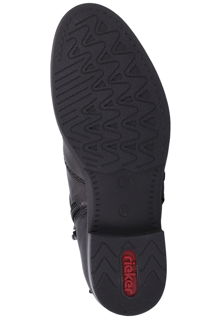 Rieker Stiefelette Glattleder Schwarz - surf4shoes